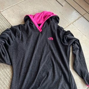 North Face Grey and Pink Pullover
